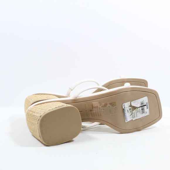 Dolce Vita Nancie Dual-Strap Wicker Heel Sandals - White 11M - Picture 3 of 4